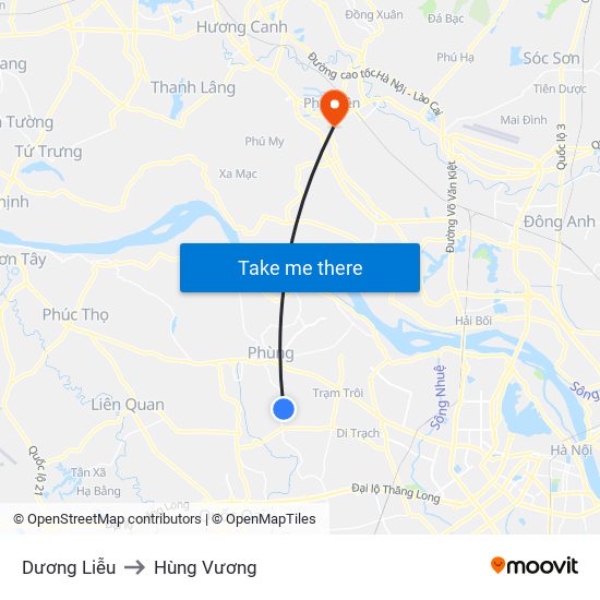 Dương Liễu to Hùng Vương map