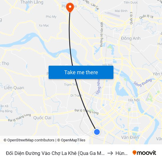 Đối Diện Đường Vào Chợ La Khê (Qua Ga Metro La Khê) - 405 Quang Trung (Hà Đông) to Hùng Vương map