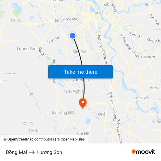 Đồng Mai to Hương Sơn map