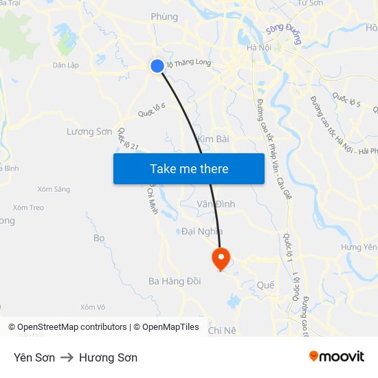 Yên Sơn to Hương Sơn map