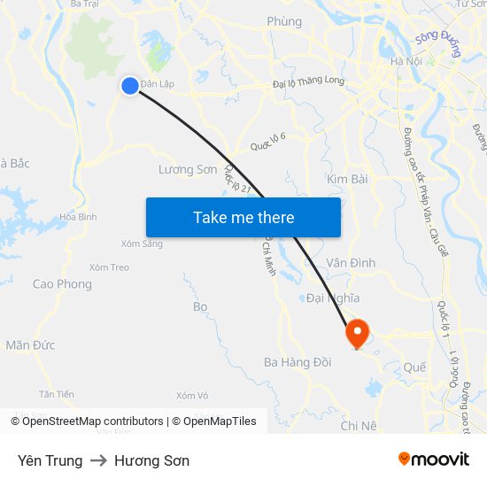 Yên Trung to Hương Sơn map