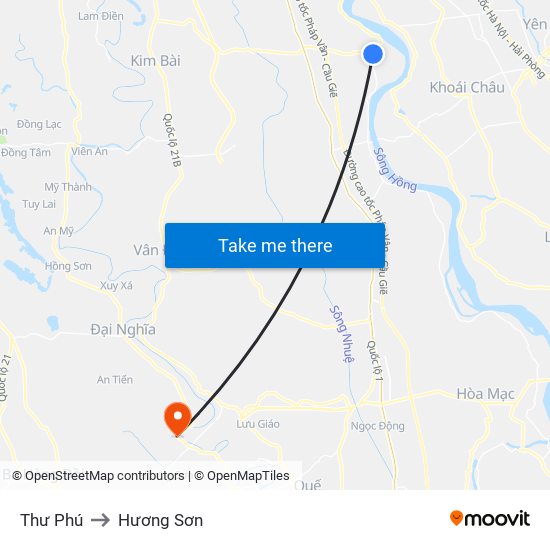 Thư Phú to Hương Sơn map