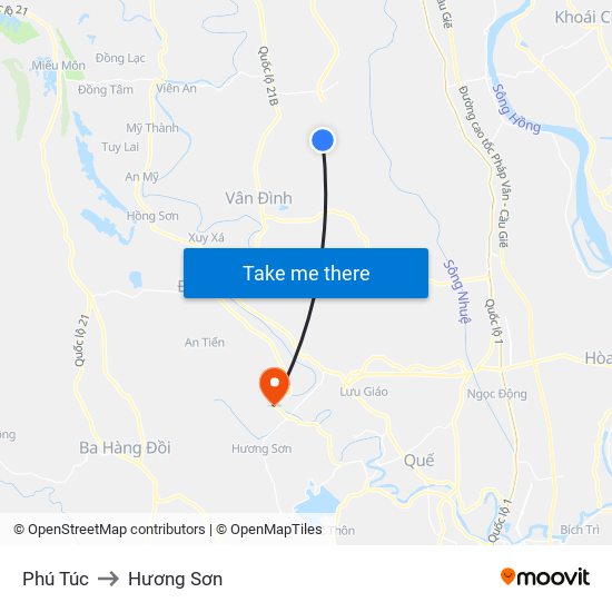 Phú Túc to Hương Sơn map