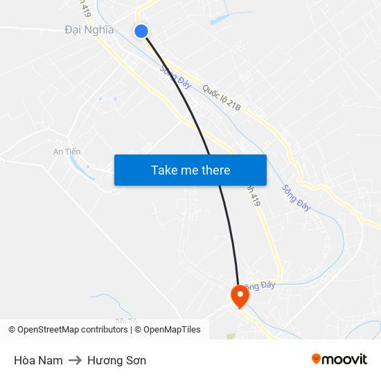 Hòa Nam to Hương Sơn map