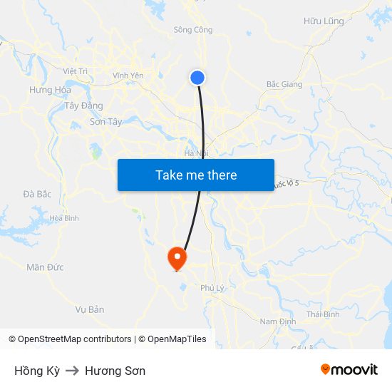 Hồng Kỳ to Hương Sơn map