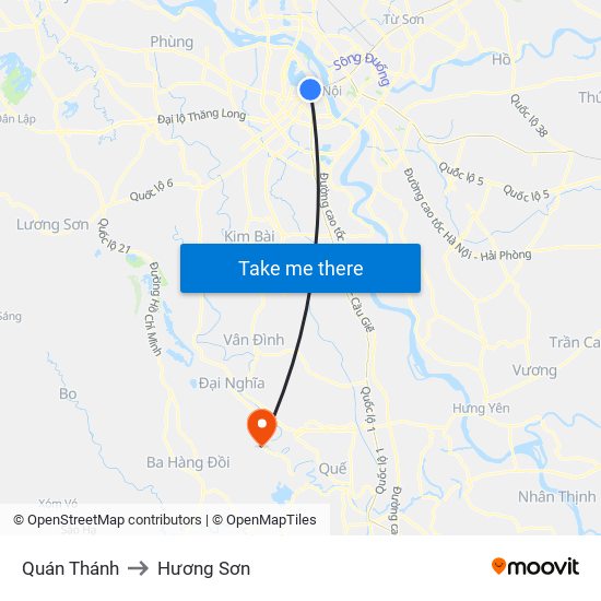 Quán Thánh to Hương Sơn map