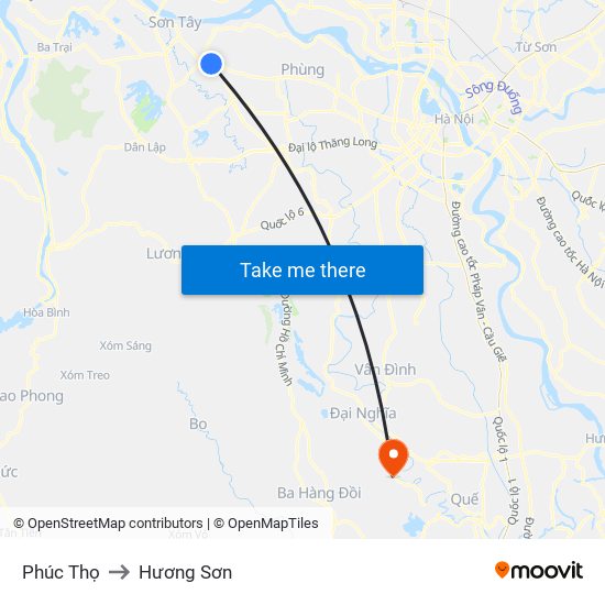Phúc Thọ to Hương Sơn map