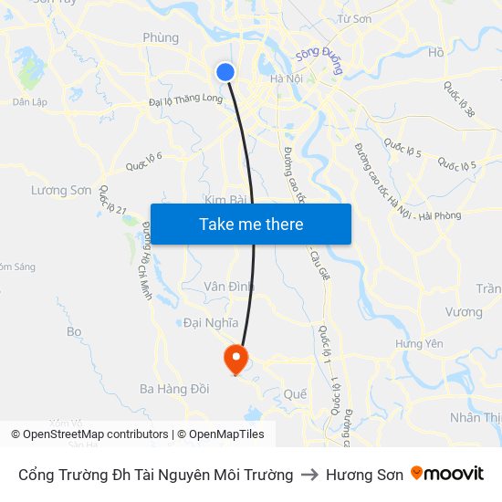 Cổng Trường Đh Tài Nguyên Môi Trường to Hương Sơn map