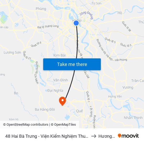 48 Hai Bà Trưng - Viện Kiểm Nghiệm Thuốc Trung Ương to Hương Sơn map