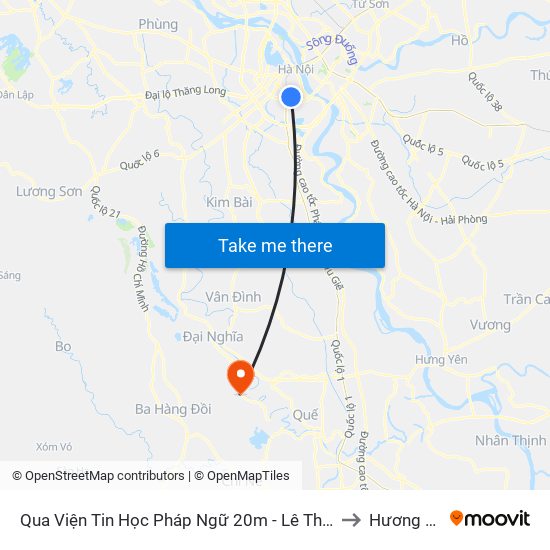 Qua Viện Tin Học Pháp Ngữ 20m - Lê Thanh Nghị to Hương Sơn map