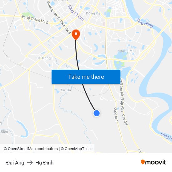 Đại Áng to Hạ Đình map