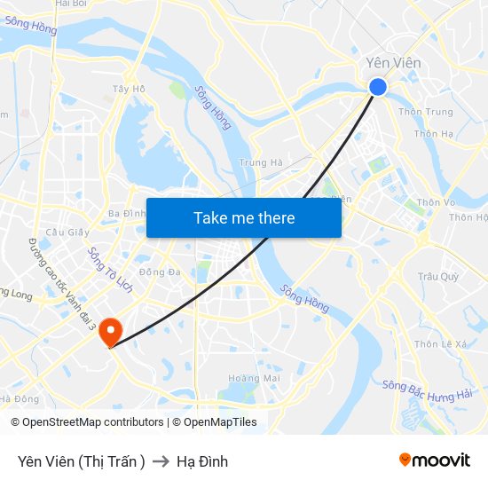 Yên Viên (Thị Trấn ) to Hạ Đình map