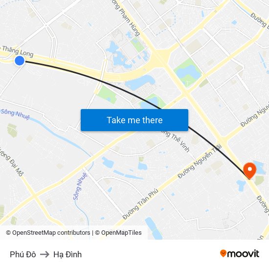 Phú Đô to Hạ Đình map