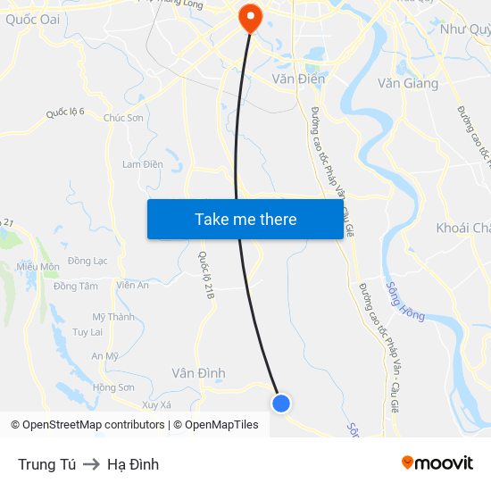 Trung Tú to Hạ Đình map
