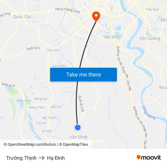 Trường Thịnh to Hạ Đình map