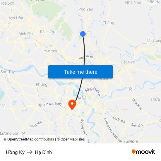Hồng Kỳ to Hạ Đình map
