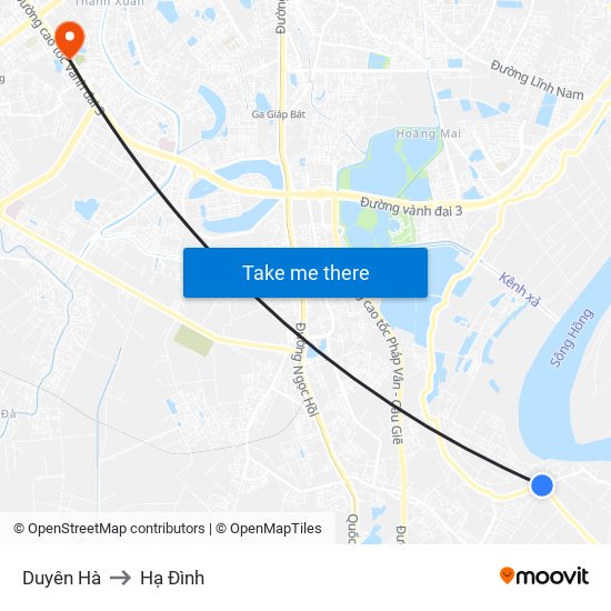 Duyên Hà to Hạ Đình map