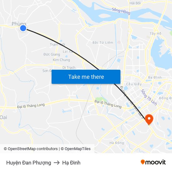 Huyện Đan Phượng to Hạ Đình map