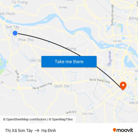 Thị Xã Sơn Tây to Hạ Đình map