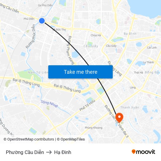 Phường Cầu Diễn to Hạ Đình map