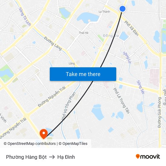 Phường Hàng Bột to Hạ Đình map