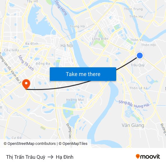 Thị Trấn Trâu Quỳ to Hạ Đình map