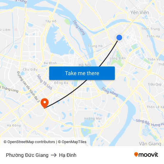 Phường Đức Giang to Hạ Đình map