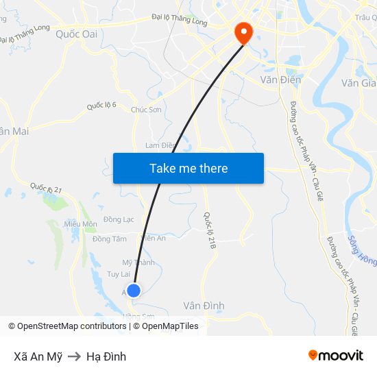 Xã An Mỹ to Hạ Đình map