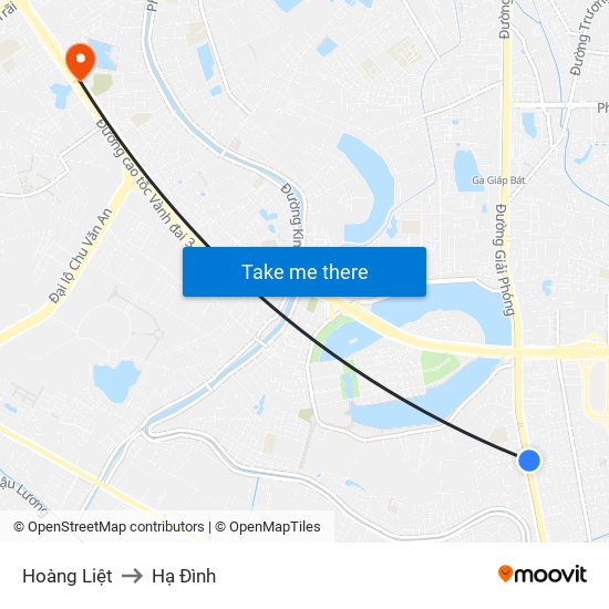 Hoàng Liệt to Hạ Đình map