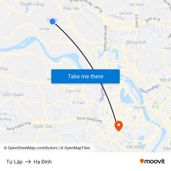 Tự Lập to Hạ Đình map