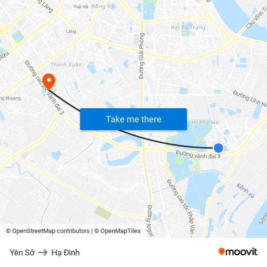 Yên Sở to Hạ Đình map