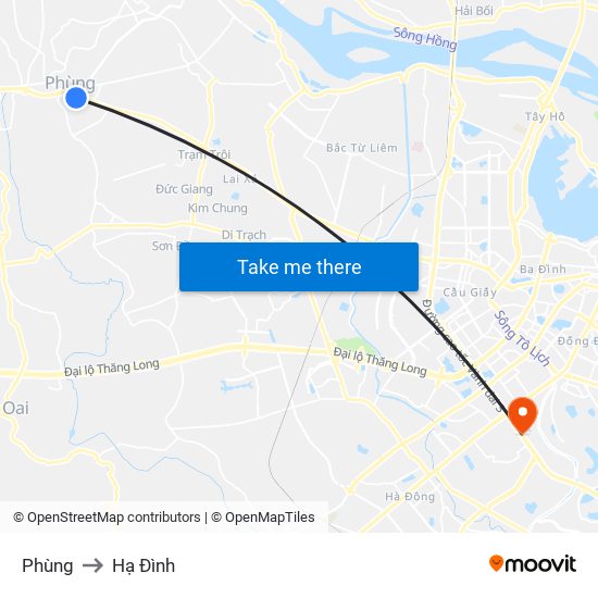 Phùng to Hạ Đình map