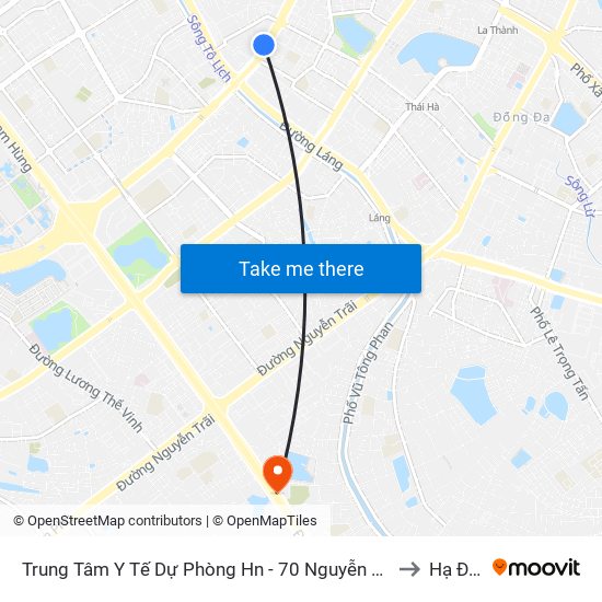 Trung Tâm Y Tế Dự Phòng Hn - 70 Nguyễn Chí Thanh to Hạ Đình map