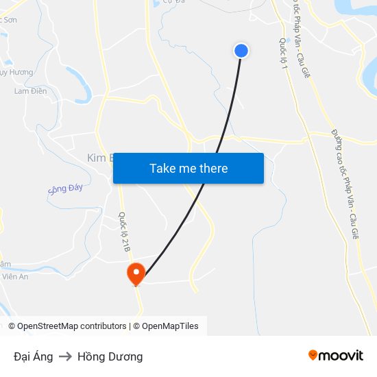 Đại Áng to Hồng Dương map