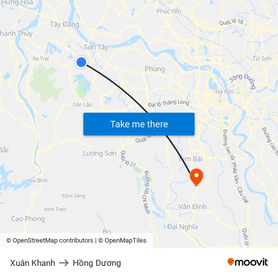 Xuân Khanh to Hồng Dương map