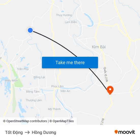 Tốt Động to Hồng Dương map