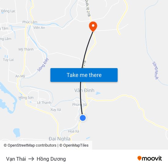 Vạn Thái to Hồng Dương map