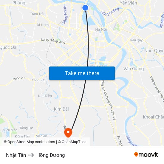 Nhật Tân to Hồng Dương map