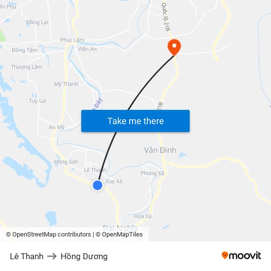 Lê Thanh to Hồng Dương map