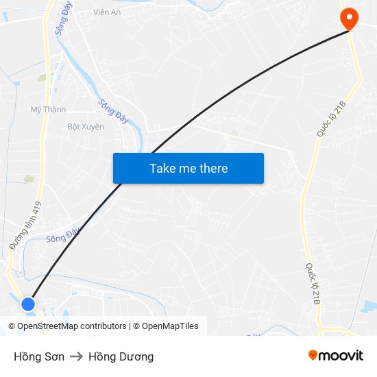 Hồng Sơn to Hồng Dương map