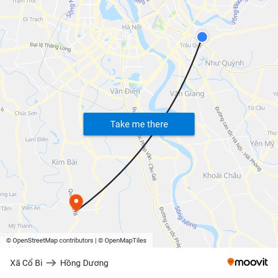 Xã Cổ Bi to Hồng Dương map