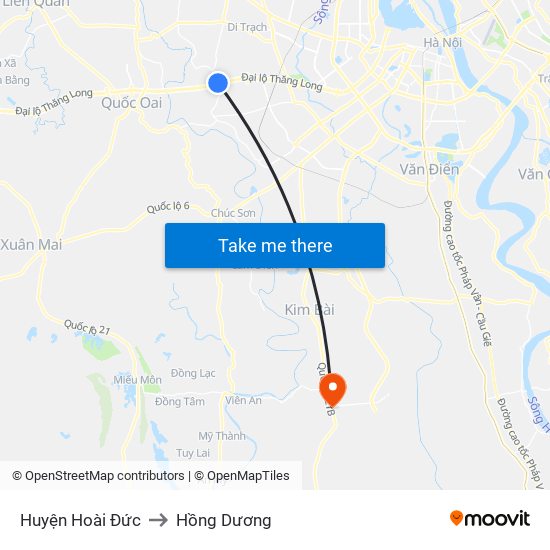 Huyện Hoài Đức to Hồng Dương map