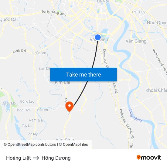 Hoàng Liệt to Hồng Dương map