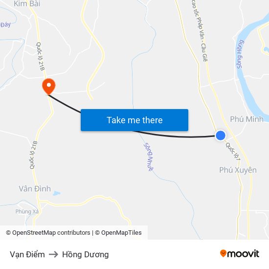 Vạn Điểm to Hồng Dương map