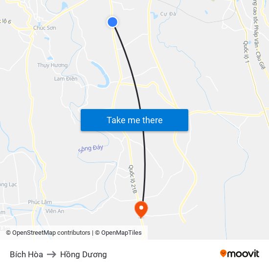 Bích Hòa to Hồng Dương map