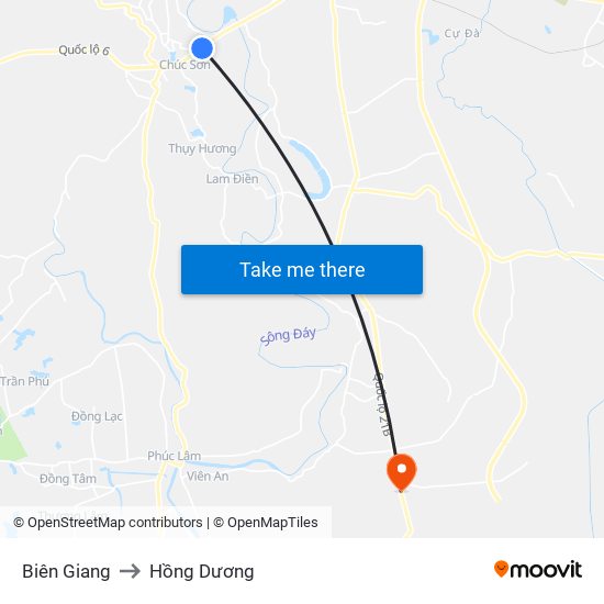 Biên Giang to Hồng Dương map