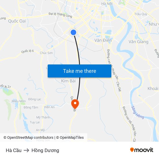 Hà Cầu to Hồng Dương map