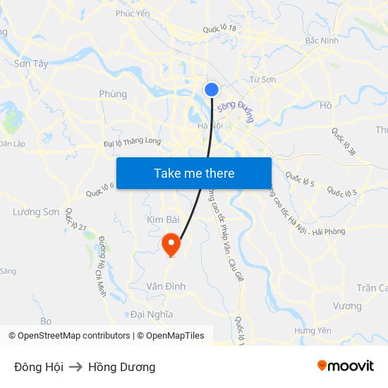 Đông Hội to Hồng Dương map