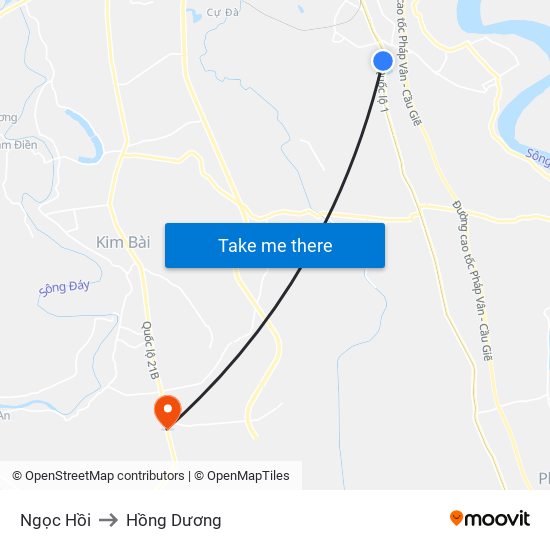 Ngọc Hồi to Hồng Dương map