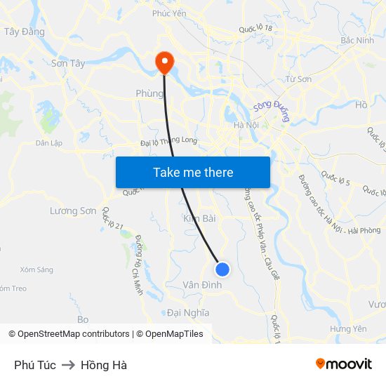 Phú Túc to Hồng Hà map